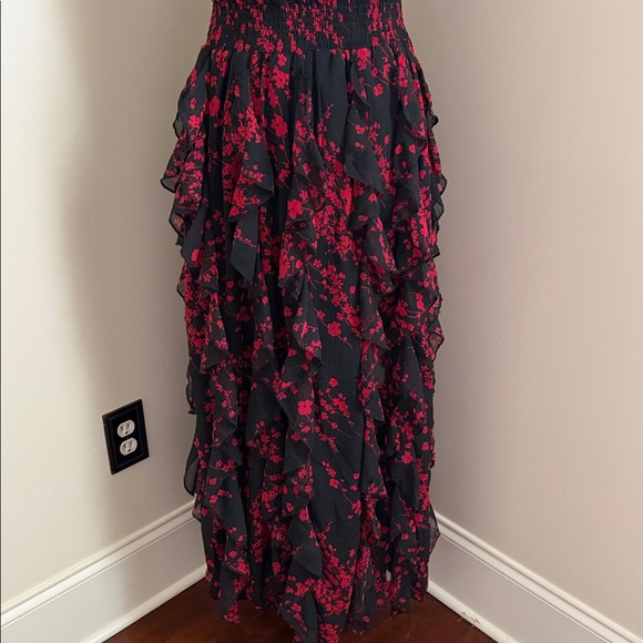 MSK Black and Red Floral Ruffle Maxi Dress - Picture 8 of 16